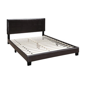 English Elm Modern Faux Leather Upholstered Bed Queen Size with Adjustable Headboard, Low-Profile Slat Support Frame, Sleek Contemporary Design Brown,Espresso 61 L x 31 W x 4 H B011P395416
