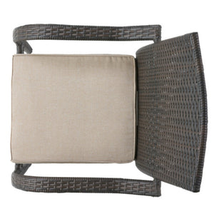 English Elm Outdoor Wicker Patio Chair Set of Four Stackable Iron Frame with Cushions N769P334782A