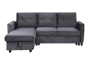 English Elm Hudson Velvet Sleeper Sectional with Reversible Storage Chaise for Modern Living Rooms B061S00058