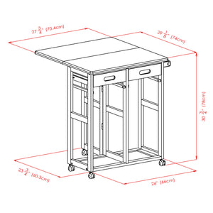 Winsome Wood Suzanne 3-piece Space Saver Set With Wheels – Expandable Drop Leaf Table & Stowaway Stools In Natural Natural Solid ,Composite Wood 89330-winsome-wood