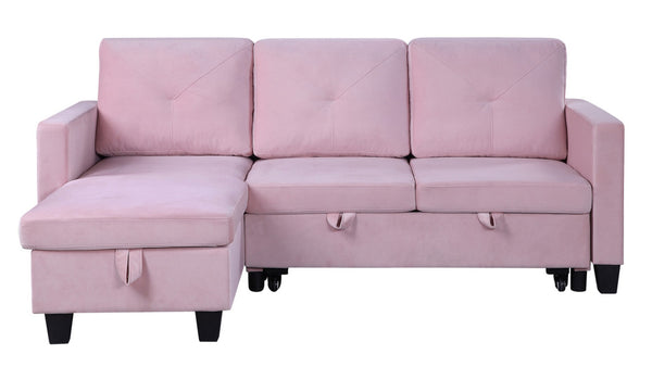 English Elm Nova Velvet Sleeper Sectional with Reversible Chaise and Hidden Storage Compartment B061S00060