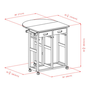 Winsome Wood Burnett 3-piece Space Saver Set - Mobile Drop Leaf Table With Hidden Stools For Compact Living Spaces Natural Solid ,Composite Wood 89332-winsome-wood