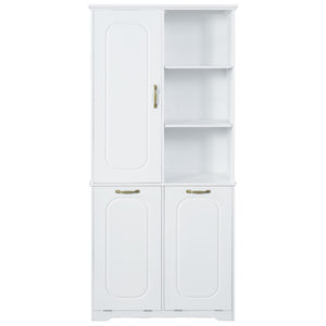English Elm [video] Freestanding 68 Inch Tall Storage Cabinet with Tilt Out Hampers and Soft Close Door White N759S427900K