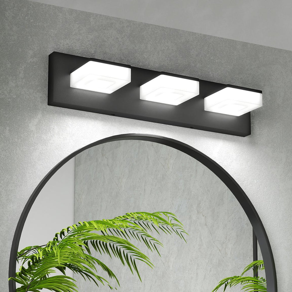 English Elm Led Modern Bathroom Vanity Light Fixture – 3-Light Matte Black With Dimmable Cool White Illumination W2312P374938