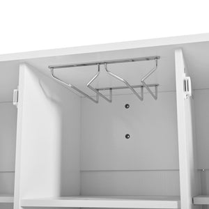 English Elm U_style Compact Kitchen Island with Drop Leaf Power Outlet Wine Rack Stemware Storage White N711P437715K