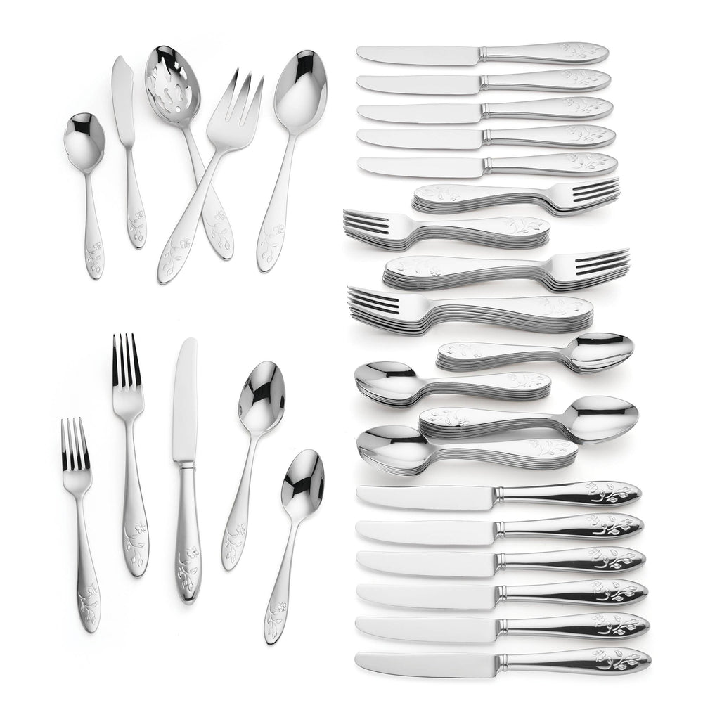 Lenox Butterfly Meadow Floral 65 Piece 18/10 Stainless Steel Flatware Set for 12 893674