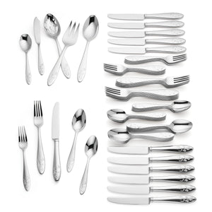 Lenox Butterfly Meadow Floral 65 Piece 18/10 Stainless Steel Flatware Set for 12 893674