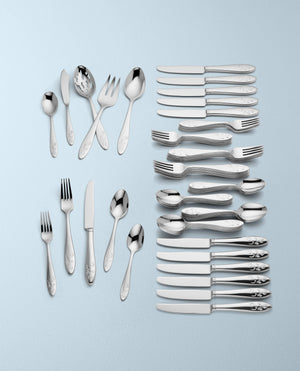 Lenox Butterfly Meadow Floral 65 Piece 18/10 Stainless Steel Flatware Set for 12 893674