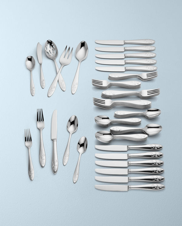 Lenox Butterfly Meadow Floral 65 Piece 18/10 Stainless Steel Flatware Set for 12 893674