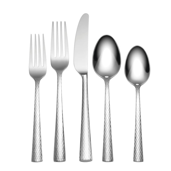 Lenox Gladstone 65 Piece Stainless Steel Flatware Set with Hammered Artisan Handles 893675