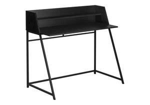 English Elm Computer Desk - Modern Black Laminate & Metal Workstation With Hutch For Home Office & Small Spaces B2710P219833