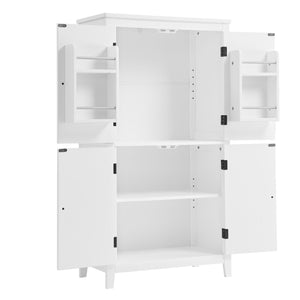 English Elm Elegant Bathroom Floor Storage Cabinet with 4 Doors, Adjustable Shelves, Anti-Tip Design, 28"L x 15"W White N725P188461K