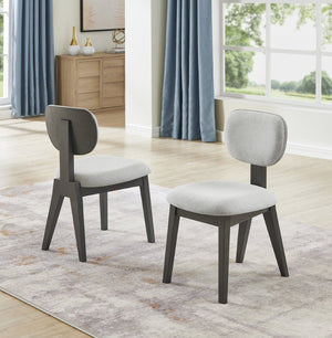 English Elm Venezia Round Faux Marble Pedestal Dining Set Seats Six with Upholstered Fabric Chairs B2749S00329