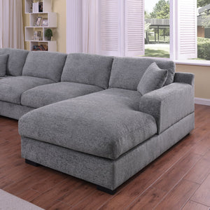English Elm Celine Chenille Corner Sectional with Chaise Cupholders and Built-in Usb Charging Ports B061S00900