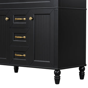 English Elm 36 Inch Bathroom Vanity with Ceramic Sink, Durable MDF & Solid Wood Frame, Soft-Close Doors, Luxe Handles, Ample Organized Storage, Modern Freestanding Design Black N725P314034B