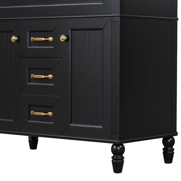 English Elm 36 Inch Bathroom Vanity with Ceramic Sink, Durable MDF & Solid Wood Frame, Soft-Close Doors, Luxe Handles, Ample Organized Storage, Modern Freestanding Design Black N725P314034B