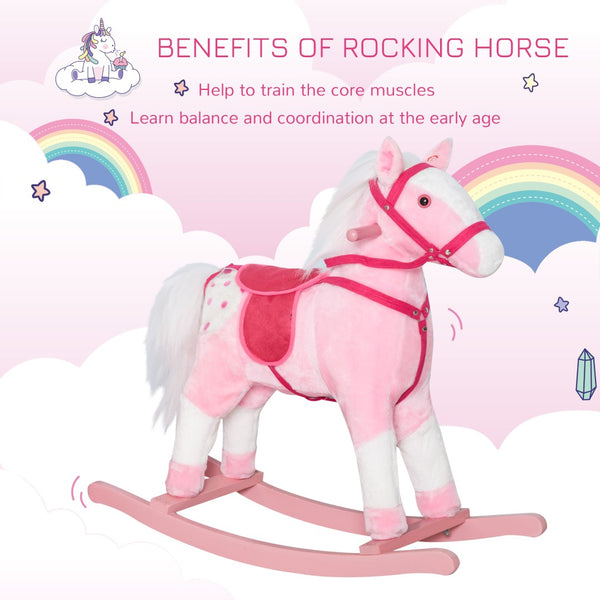 English Elm Rocking Pony Ride on Toy with Electronic Sounds Plush Saddle Metal Frame Toddler T3971P383488