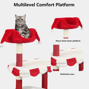 English Elm Cat Tree Four Level Circus Sisal Climbing Tower Plush Perch for Playful Kittens W243P451496