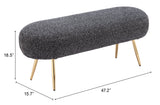 Creek Bench Glitter Black 110081 Zuo Modern