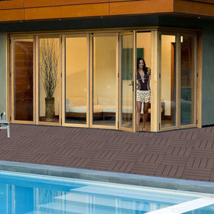 English Elm Plastic Interlocking Deck Tiles 44 Pack Snap Together Waterproof Patio Flooring W2882P204562
