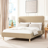 English Elm Stockholm Modern Wavy Headboard Platform Bed, Queen, Fawn Brown Performance Velvet