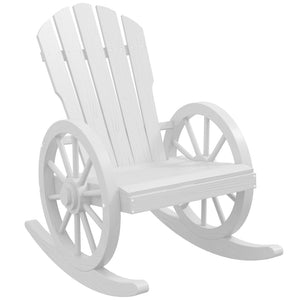 English Elm Outsunny Wooden Rocking Chair - Adirondack Style With Wagon Wheel Armrests For Perfect Outdoor Relaxation W2225P200890-GIGA