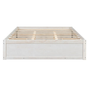 English Elm Queen Platform Storage Bed with Hydraulic Lift Footboard and Four Drawers Antique Finish White LP000139AAK