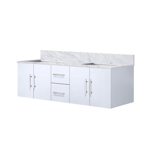 English Elm Glossy White Double Bath Vanity With Carrara Marble Top - Elegant Storage & Soft-Close Drawers B2731P258506