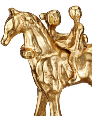 Currey & Company Dujardin Equestrian Sculpture - Heartwarming Cast Aluminum Art With Gold Finish For Elegant Decor Gold Cast Aluminum 1200-1033-currey-company