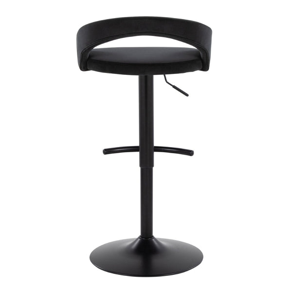 English Elm Adjustable Velvet Swivel Barstools with Matte Black Base for Kitchen or Home Bar Set of 3 B202S02051