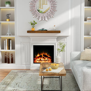 English Elm Fireplace Mantel - Handcrafted Solid Wood Floating Shelf, Dark Chocolate Finish For Stylish Display T3210P391502