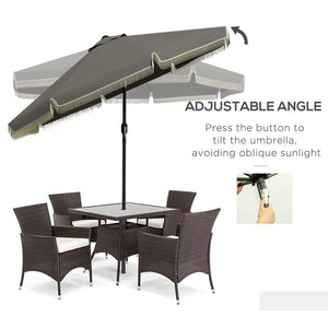English Elm Outsunny 9Ft Ruffled Patio Umbrella With Crank & Tilt, Elegant Outdoor Market Shade For Garden & Deck W2225P200642-GIGA