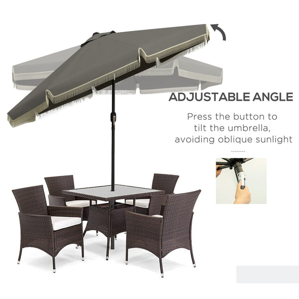 English Elm Outsunny 9Ft Ruffled Patio Umbrella With Crank & Tilt, Elegant Outdoor Market Shade For Garden & Deck W2225P200642-GIGA