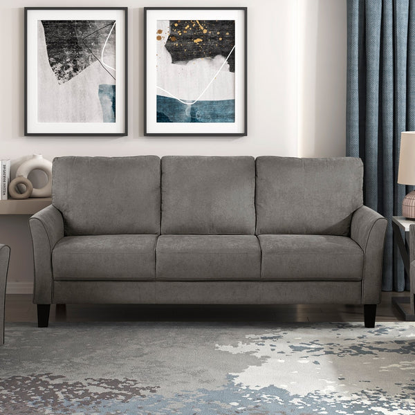 English Elm Modern Upholstered Sofa with Plush Cushions and Solid Wood Frame for Stylish Durable Comfort Brown Gray 67.5 L x 26 W x 18 H B011P379741