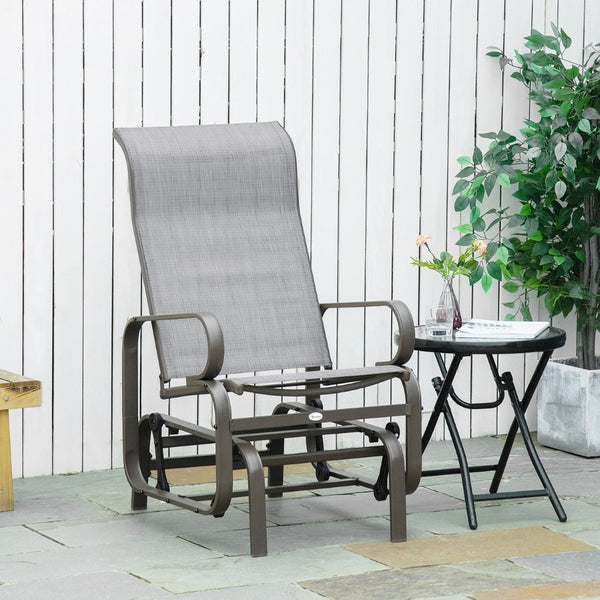 English Elm Outsunny Outdoor Glider Chair With Ergonomic Support, Smooth Rocking Action & Lightweight Design, Gray W2225P174332-GIGA
