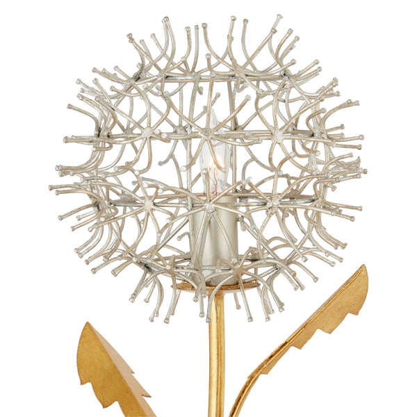 Dandelion Silver & Gold Wall Sconce - Elegant Nature-Inspired Design with Handcrafted Wrought Iron
