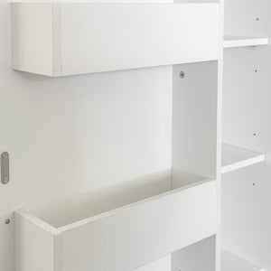 English Elm Kitchen Pantry Hutch Cabinet with Microwave Stand, Spacious Buffet Sideboard for Organized Kitchens White W331P309438