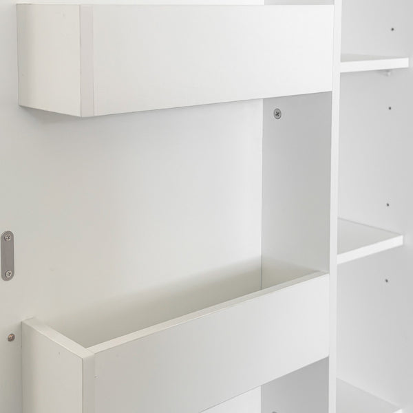 English Elm Kitchen Pantry Hutch Cabinet with Microwave Stand, Spacious Buffet Sideboard for Organized Kitchens White W331P309438