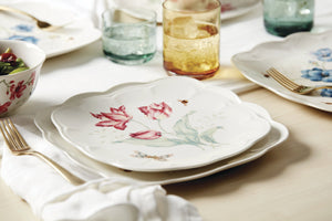 Lenox Butterfly Meadow Porcelain Dinnerware Set Botanical Floral Square Plates 18 Piece 894105
