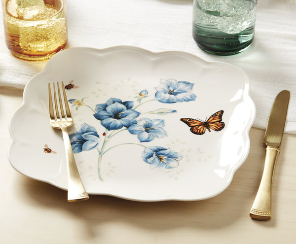 Lenox Butterfly Meadow Porcelain Dinnerware Set Botanical Floral Square Plates 18 Piece 894105