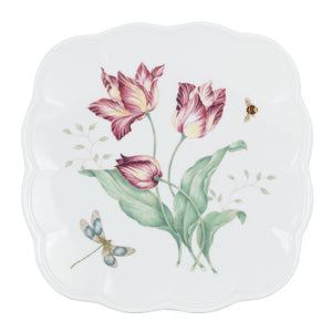 Lenox Butterfly Meadow Porcelain Dinnerware Set Botanical Floral Square Plates 18 Piece 894105