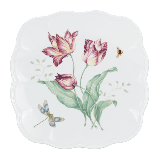 Lenox Butterfly Meadow Porcelain Dinnerware Set Botanical Floral Square Plates 18 Piece 894105