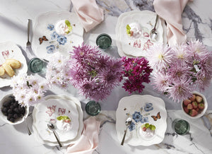 Lenox Butterfly Meadow Porcelain Dinnerware Set Botanical Floral Square Plates 18 Piece 894105