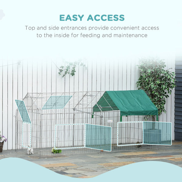 English Elm Pawhut Roofed Small Animal Enclosure with Four Gates for Rabbits Chinchillas Chickens W2225P173732