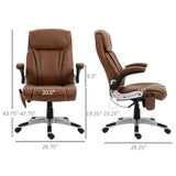 English Elm Vinsetto Executive Massage Office Chair With 6 Vibration Points, Heated Faux Leather Computer Desk Chair With Flip-Up Armrest, Adjustable Height, Swivel Wheel, Brown