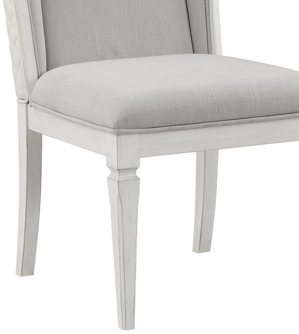 English Elm Katia Elegant Linen Upholstered Side Chair with Padded 3" Cushion, Rubberwood Frame for Dining & Office Comfort Gray,White 45 L x 24 W x 15 H B2726P268886