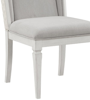 English Elm Katia Elegant Linen Upholstered Side Chair with Padded 3" Cushion, Rubberwood Frame for Dining & Office Comfort Gray,White 45 L x 24 W x 15 H B2726P268886