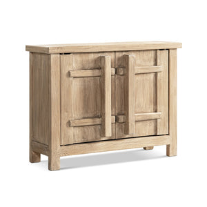 English Elm Rowan Reclaimed Pine Two Door Accent Cabinet with Carved Handles Rustic Storage B2719P474453
