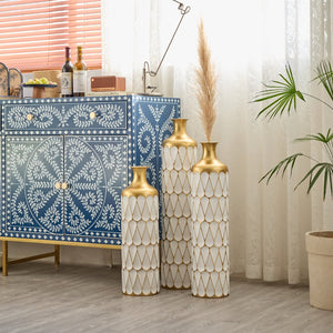 English Elm Floor Droplet-Shaped Metal Vase Set - 3-Piece Modern Glam Decor For Home, Entryway & Living Rooms W2796P255601