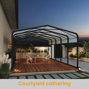 English Elm 15x25ft Steel Carport Heavy Duty Outdoor Shelter for Trucks Boats and Tractors W1820S00024